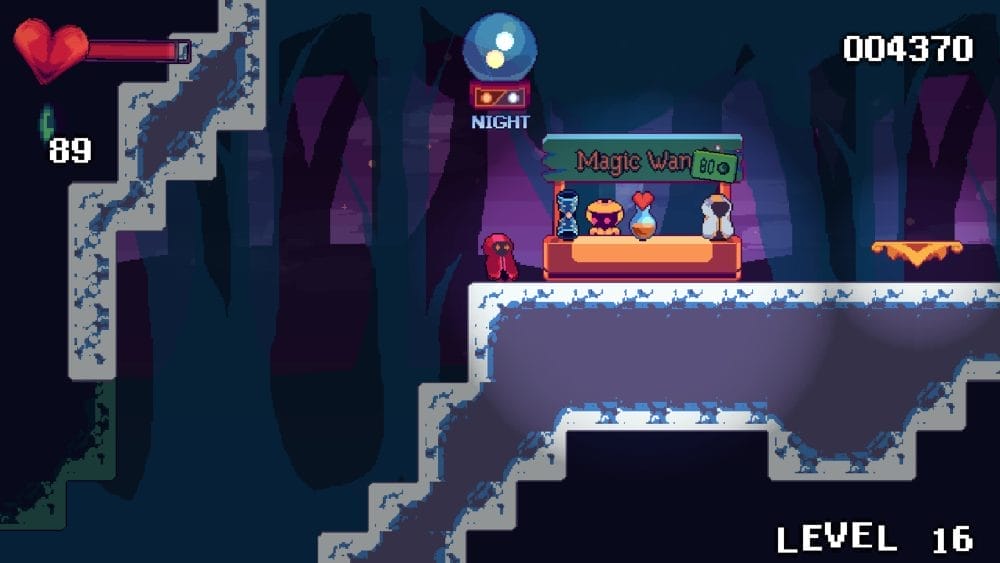 A wizard visits a shopkeeer in Crystal Ball of Firmament.